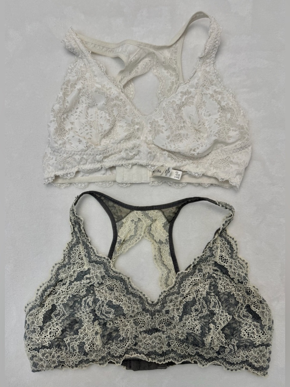 Felina Lace Bralette Duo in Ivory and Charcoal